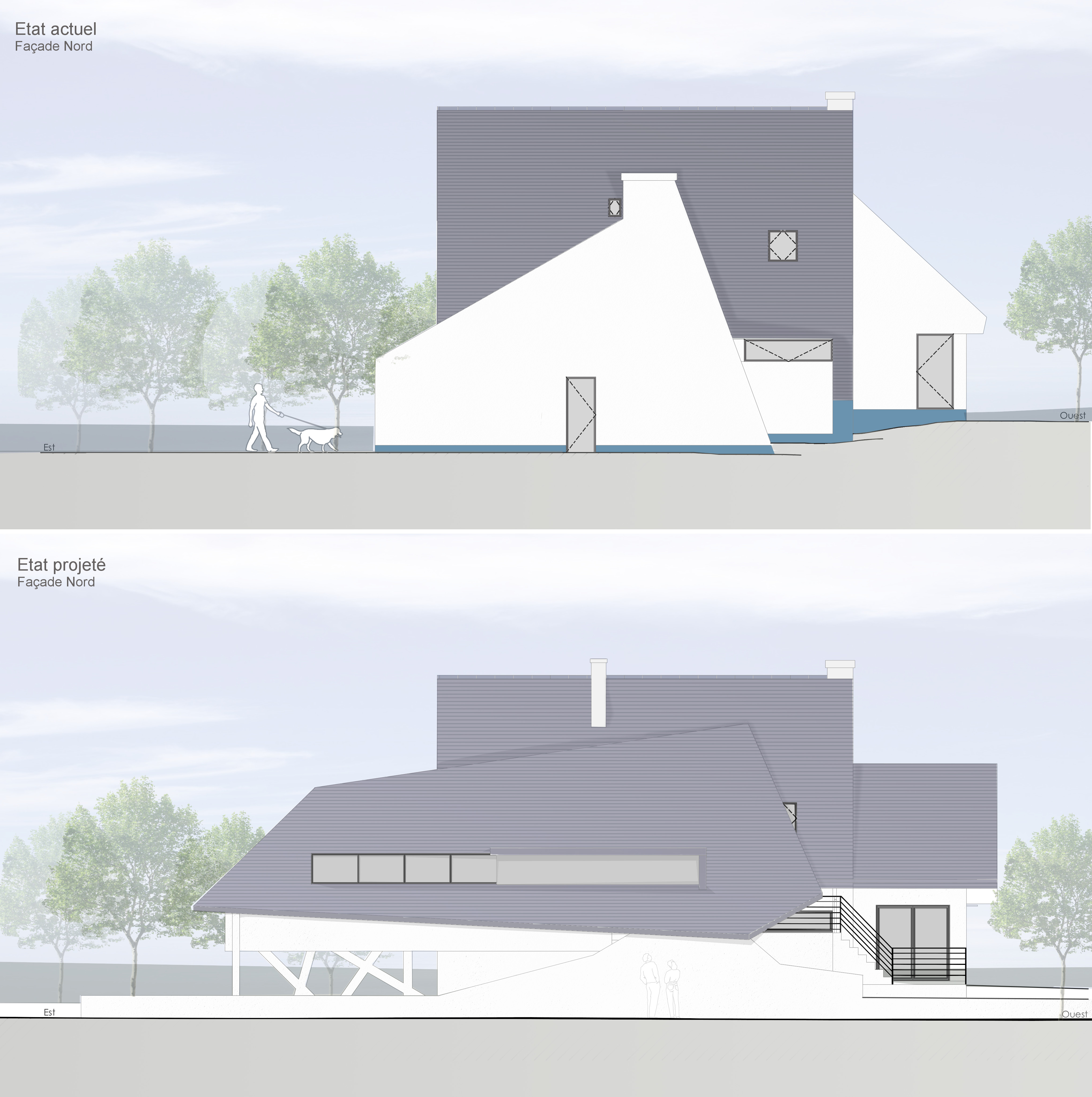 Elevation nord actuel-projeté
